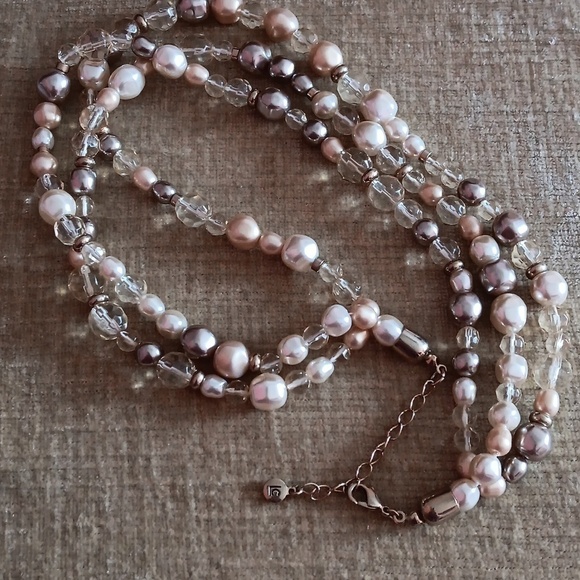 Liz Claiborne Multi Strand Gold Tone Beaded Necklace - Picture 5 of 5